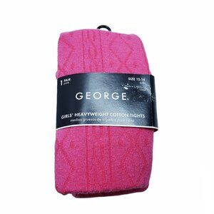 George Girl's Heavyweight Cotton Tights Size 12-14 Pink NEW